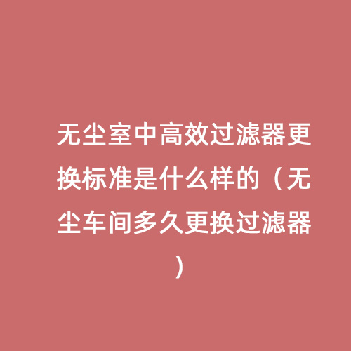 無(wú)塵室中高效過(guò)濾器更換標(biāo)準(zhǔn)是什么樣的（無(wú)塵車間多久更換過(guò)濾器）
